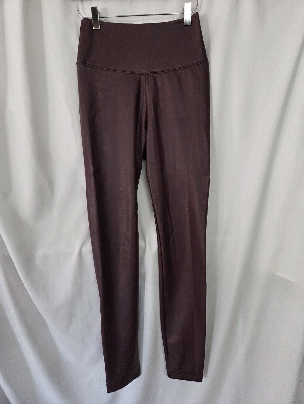 WHBM Runway Leggings High-Waist Faux Leather In Burgundy/Plum Size 4